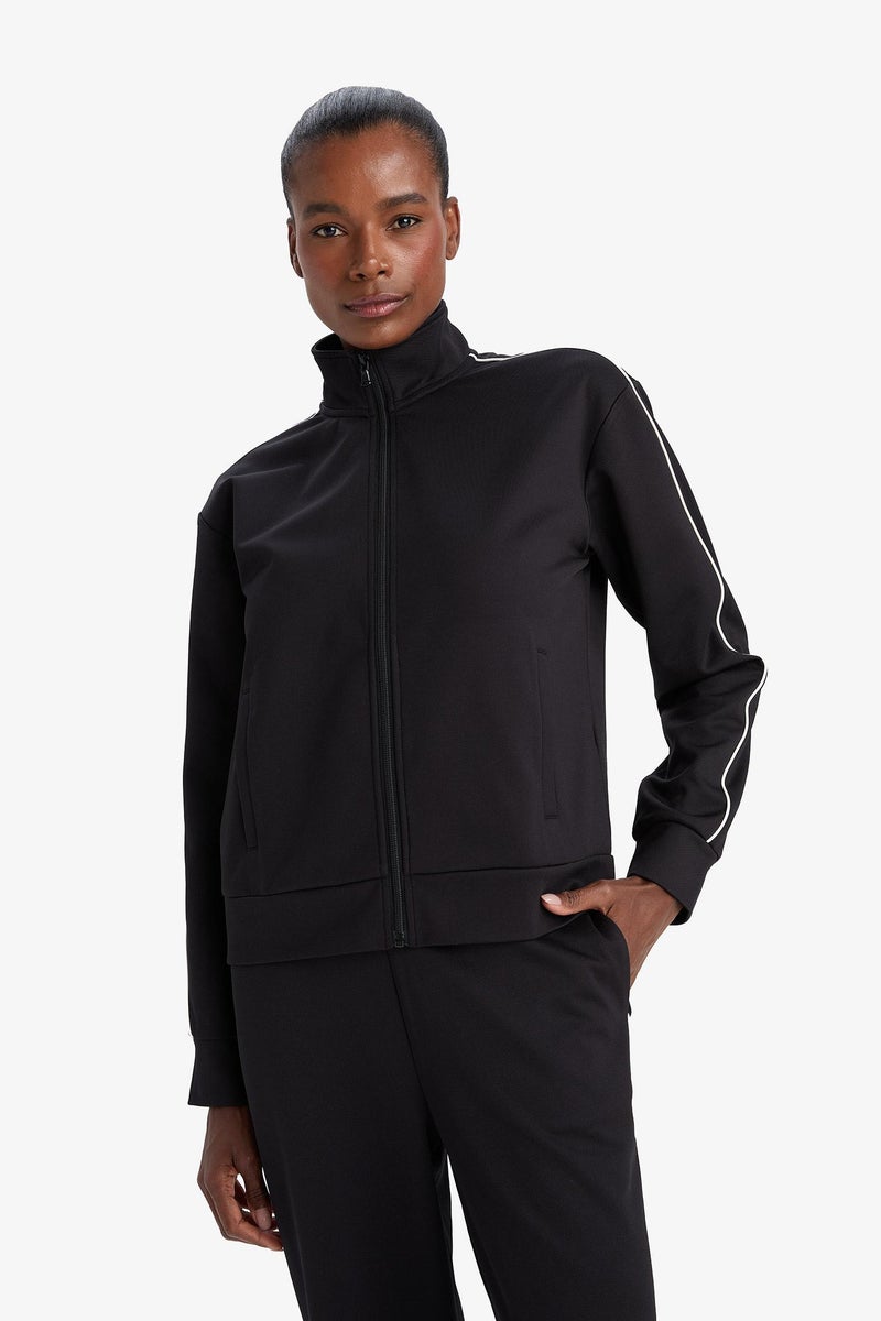 DeFacto Black Woman Standard Fit Zip-Up Sweatshirt Casual - Image 3